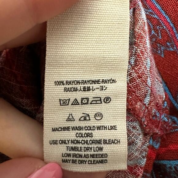 Free People Walking On A Dream Keyhole Pullover Tunic Red Blue Small Boho Hippie - Picture 7 of 8